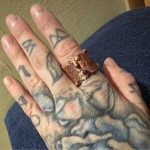 Unique brutalist Copper Ring 9